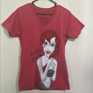Disney Ariel Wet Hair Don’t Care Red Graphic Fitted Short Sleeve Tee